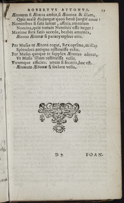 Photograph of Robert Ayton: In Obitum Ducis BUCKINGAMII a Filtono cultro exstincti, 1628