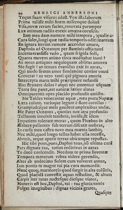 Photograph of Henry Anderson: Ecloga I  Amaryllis Expostulans nomine Vrbis Perthensis ad regem Iacobum in Scotiam reducem, Anno 1617