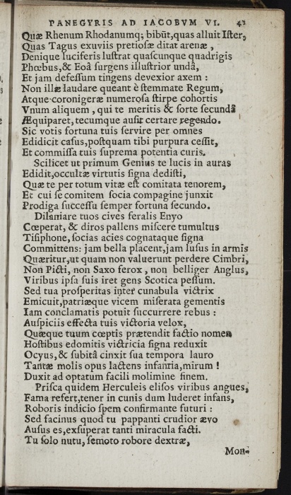 Photograph of Robert Ayton: Ad Iacobum VI, Britanniarum regem, Angliam petentem, Roberti Aytoni Panegyris (Paris, 1603)