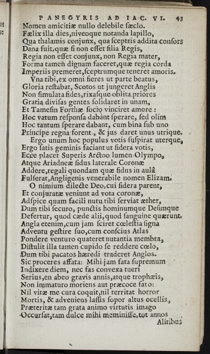 Photograph of Robert Ayton: Ad Iacobum VI, Britanniarum regem, Angliam petentem, Roberti Aytoni Panegyris (Paris, 1603)