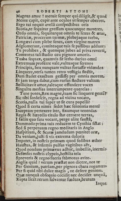 Photograph of Robert Ayton: Ad Iacobum VI, Britanniarum regem, Angliam petentem, Roberti Aytoni Panegyris (Paris, 1603)