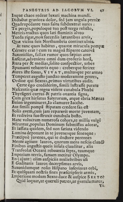 Photograph of Robert Ayton: Ad Iacobum VI, Britanniarum regem, Angliam petentem, Roberti Aytoni Panegyris (Paris, 1603)