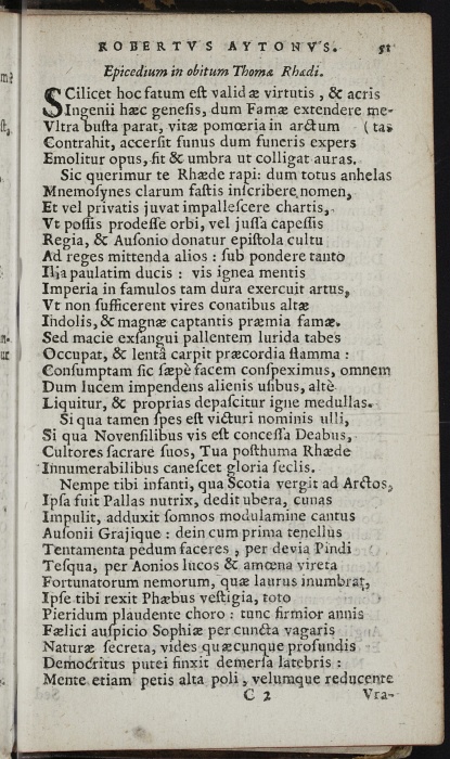 Photograph of Robert Ayton: Epicedium in obitum Thomae Rhaedi (Oxford, 1624)