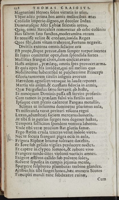 Photograph of Thomas Craig of Riccarton: Iacobi Serenissimi Scotorum Principis Ducis Rothesaia Genethliacum, 1566 (1567)