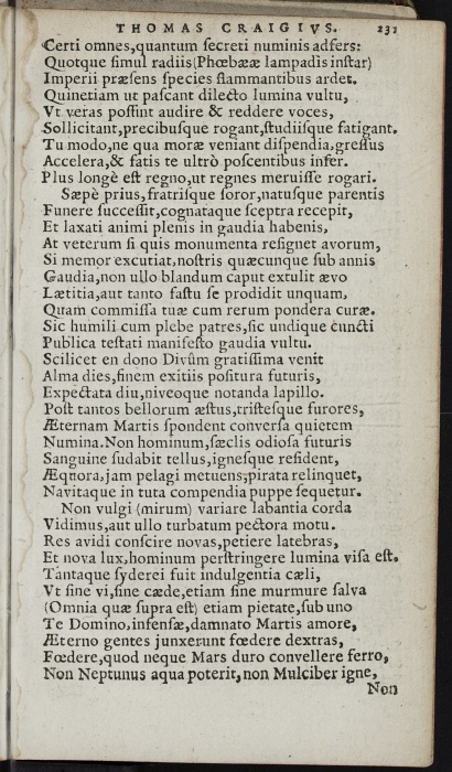 Photograph of Thomas Craig of Riccarton: Ad serenissimum & potentissimum Principem Iacobum VI, è sua Scotia discedentem, Paraeneticon (1603)