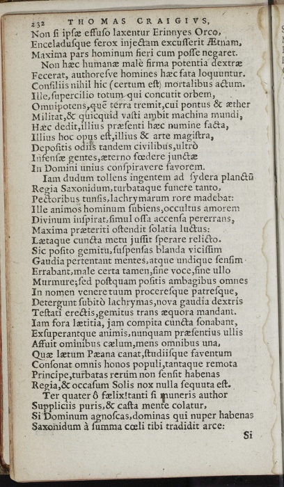 Photograph of Thomas Craig of Riccarton: Ad serenissimum & potentissimum Principem Iacobum VI, è sua Scotia discedentem, Paraeneticon (1603)