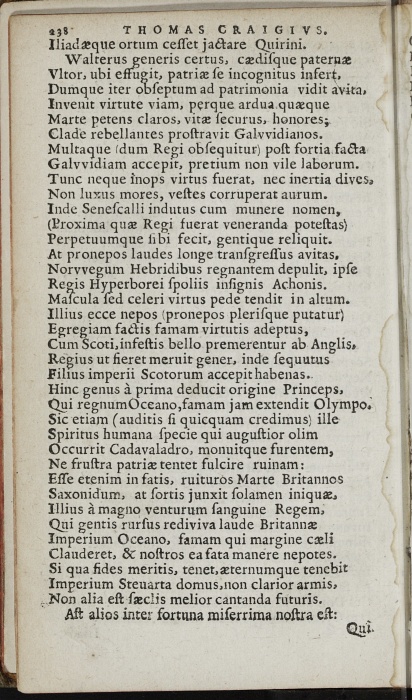 Photograph of Thomas Craig of Riccarton: Ad serenissimum & potentissimum Principem Iacobum VI, è sua Scotia discedentem, Paraeneticon (1603)