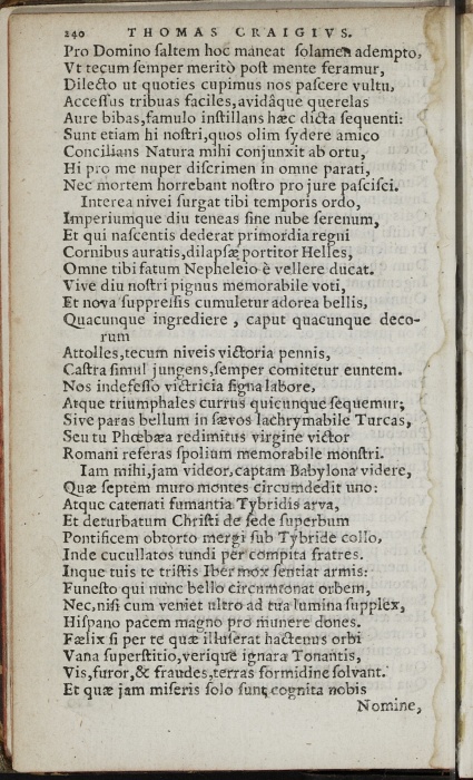 Photograph of Thomas Craig of Riccarton: Ad serenissimum & potentissimum Principem Iacobum VI, è sua Scotia discedentem, Paraeneticon (1603)