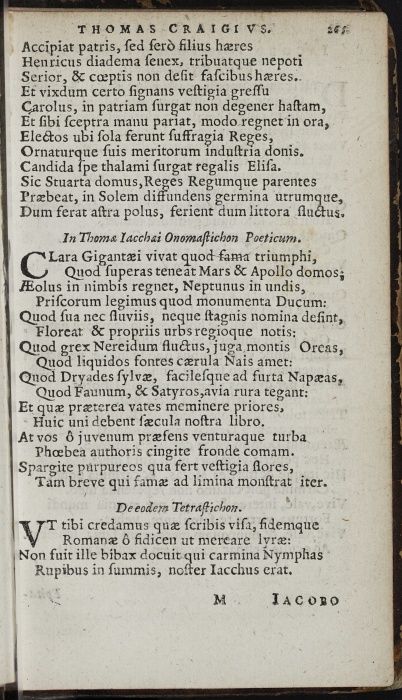 Photograph of Thomas Craig of Riccarton: Serenissimi & Invictissimi Principis Iacobi Britanniarum & Galliarum Regis Stefa ???????????? (1603)