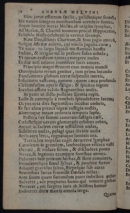 Photograph of Andrew Melville: Epithalamium Illustrissimorum Principum Henrici Tremollii, Ducis Thoarsii, &c. & Mariae Turreae, filiae Ducis Bullonii, &c.