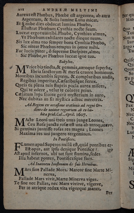 Photograph of Andrew Melville: Ad Regem ex occasione orationis ad regni Ordines de unione regnorum ab eo habita prid. Cal. April 1607