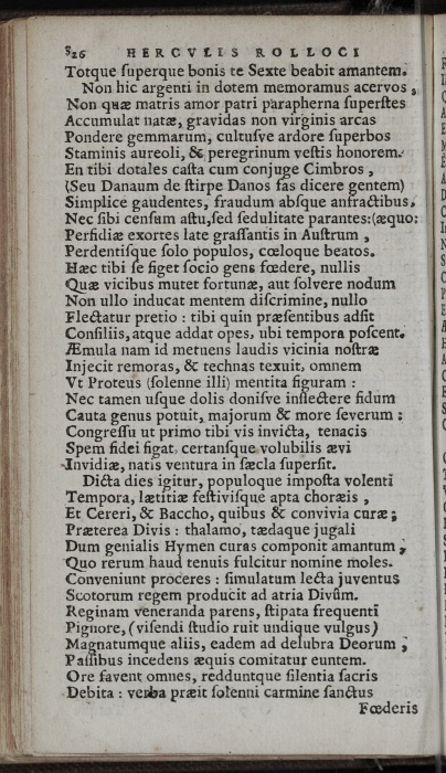 Photograph of Hercules Rollock: De Augustissimo Iacobi VI Scotorum Regis, & Annae, Frederici 2, Danorum Regis filiae conjugio, 13 Kal. Septemb. 1589. in Dania celebrato, Georgio Scotiae Mareschallo sui Regis vicem obeunte, Epithalamium. Ad Annam Scotorum Reginam.